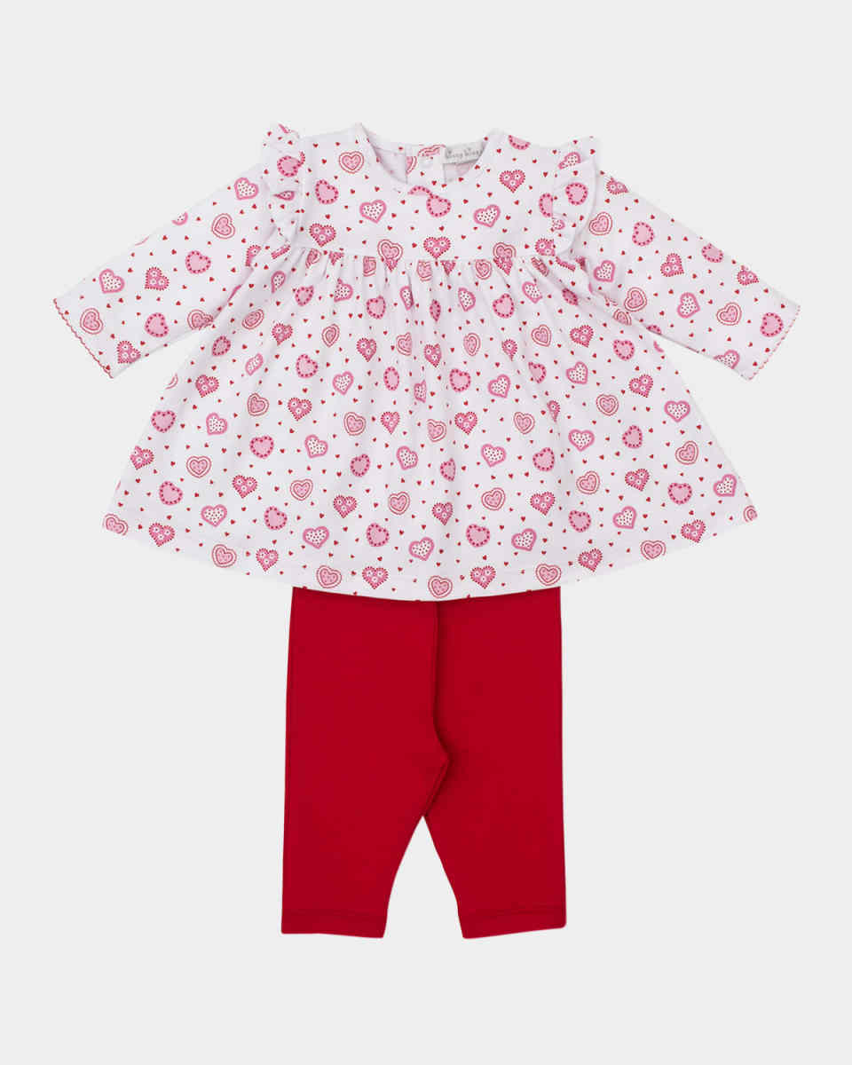 Girl's Heartfelt Hearts Dress Set, Size 3M-24